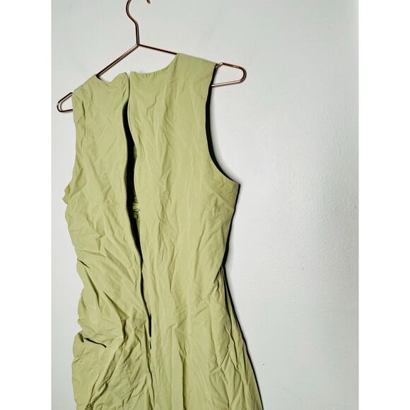THIRD FORM Green Sleeveless Side Ruching Adjustable Ties Drawn Deep Dress Size 8 - Picture 12 of 16